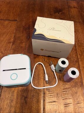 Phomemo Portable Thermal Label Printer in White, Purple & Mint